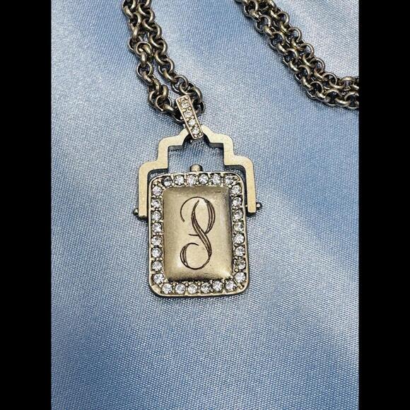 DANIELLE STEVENS GOLD STONE CHAIN WITH RHINESTONE PENDANT LETTER "P" NECKLACE - Picture 2 of 5